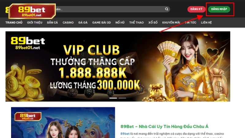 Đăng nhập tại đường link chính thức từ nhà cái 89bet